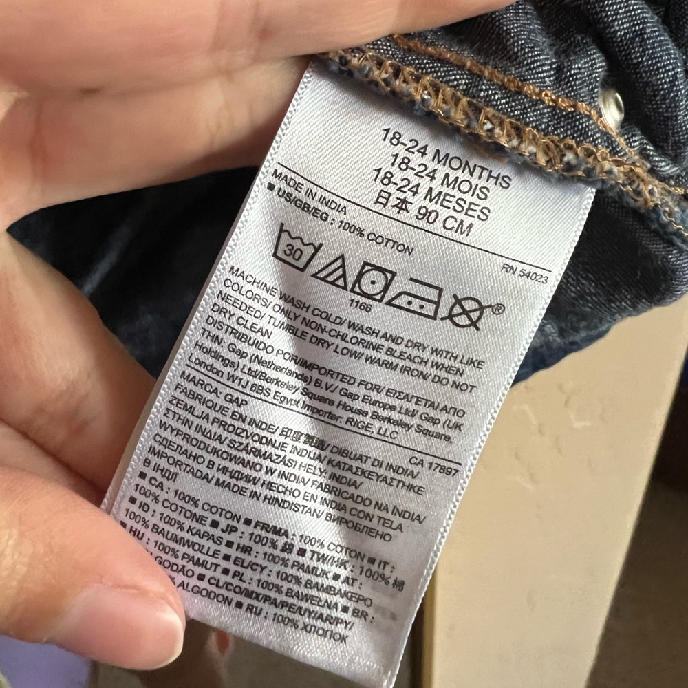 Baby Gap Blue Denim 100% Cotton Jumper Dress with Pockets and Back Zipper - Picture 5 of 5